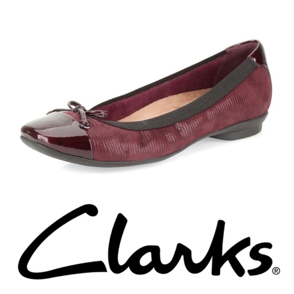 Clarks Shoes - CLARKS Burgundy Leather Candra Glow Flats Size 5